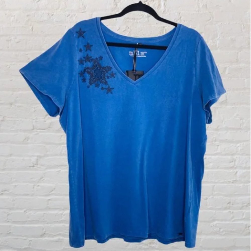 MBLM by Tess Holliday blue tee with mesh star